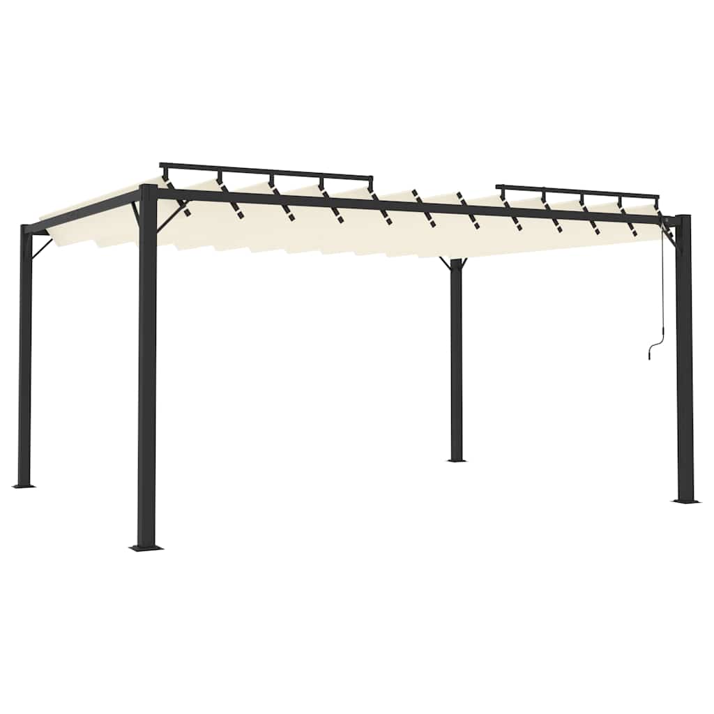 Pavėsinė su žaliuzių stogu, kreminė, 3x4m, audinys/aliuminis Pavėsinė su žaliuzių stogu, kreminė, 3x4m, audinys/aliuminis - Image 3