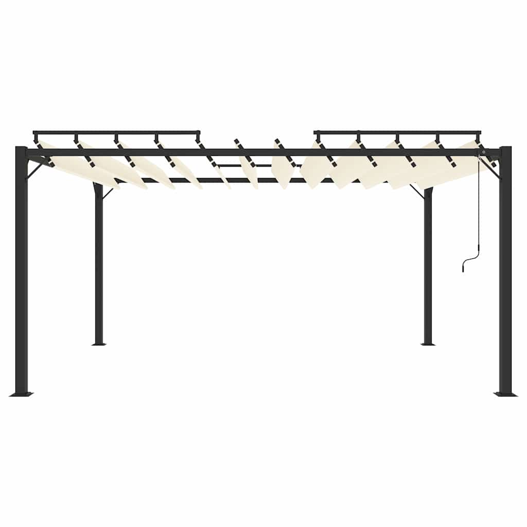 Pavėsinė su žaliuzių stogu, kreminė, 3x4m, audinys/aliuminis Pavėsinė su žaliuzių stogu, kreminė, 3x4m, audinys/aliuminis - Image 4