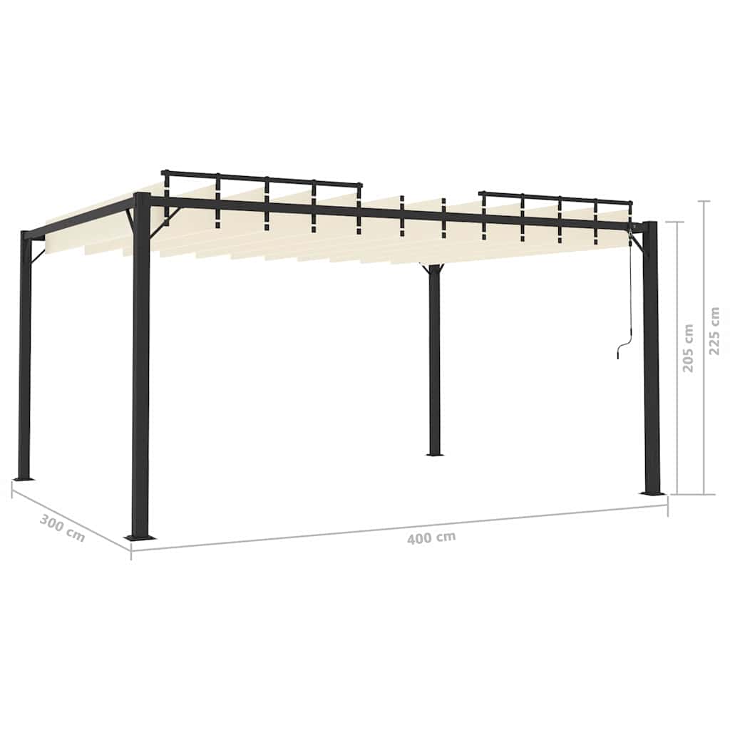 Pavėsinė su žaliuzių stogu, kreminė, 3x4m, audinys/aliuminis Pavėsinė su žaliuzių stogu, kreminė, 3x4m, audinys/aliuminis