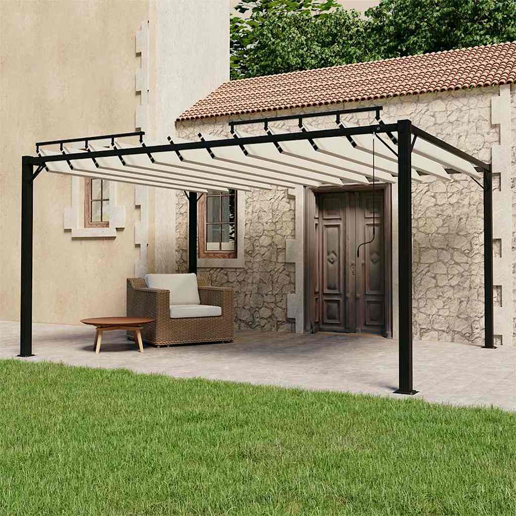 Pavėsinė su žaliuzių stogu, kreminė, 3x4m, audinys/aliuminis Pavėsinė su žaliuzių stogu, kreminė, 3x4m, audinys/aliuminis - Image 2