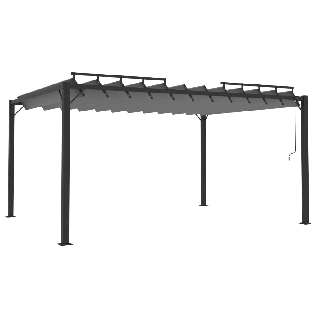 Pavėsinė su žaliuzių stogu, antracito, 3x4m, audinys/aliuminis Pavėsinė su žaliuzių stogu, antracito, 3x4m, audinys/aliuminis - Image 3