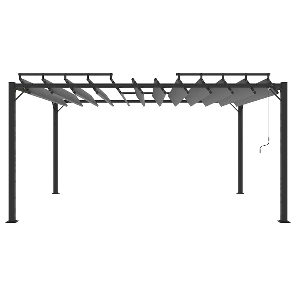 Pavėsinė su žaliuzių stogu, antracito, 3x4m, audinys/aliuminis Pavėsinė su žaliuzių stogu, antracito, 3x4m, audinys/aliuminis - Image 4