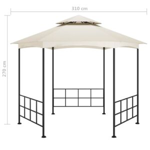 Išskleidžiama pavėsinė su šoninėmis sienomis, kreminė spalva, 3,1x2,7m