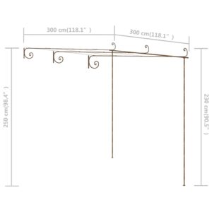 Sodo pergolė, senovinės rudos spalvos, 3x3x2,5m, geležis