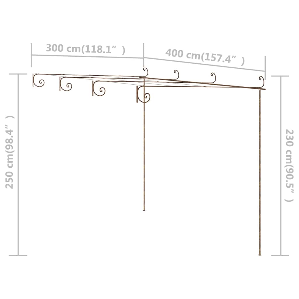 Sodo pergolė, senovinės rudos spalvos, 4x3x2,5m, geležis Sodo pergolė, senovinės rudos spalvos, 4x3x2,5m, geležis