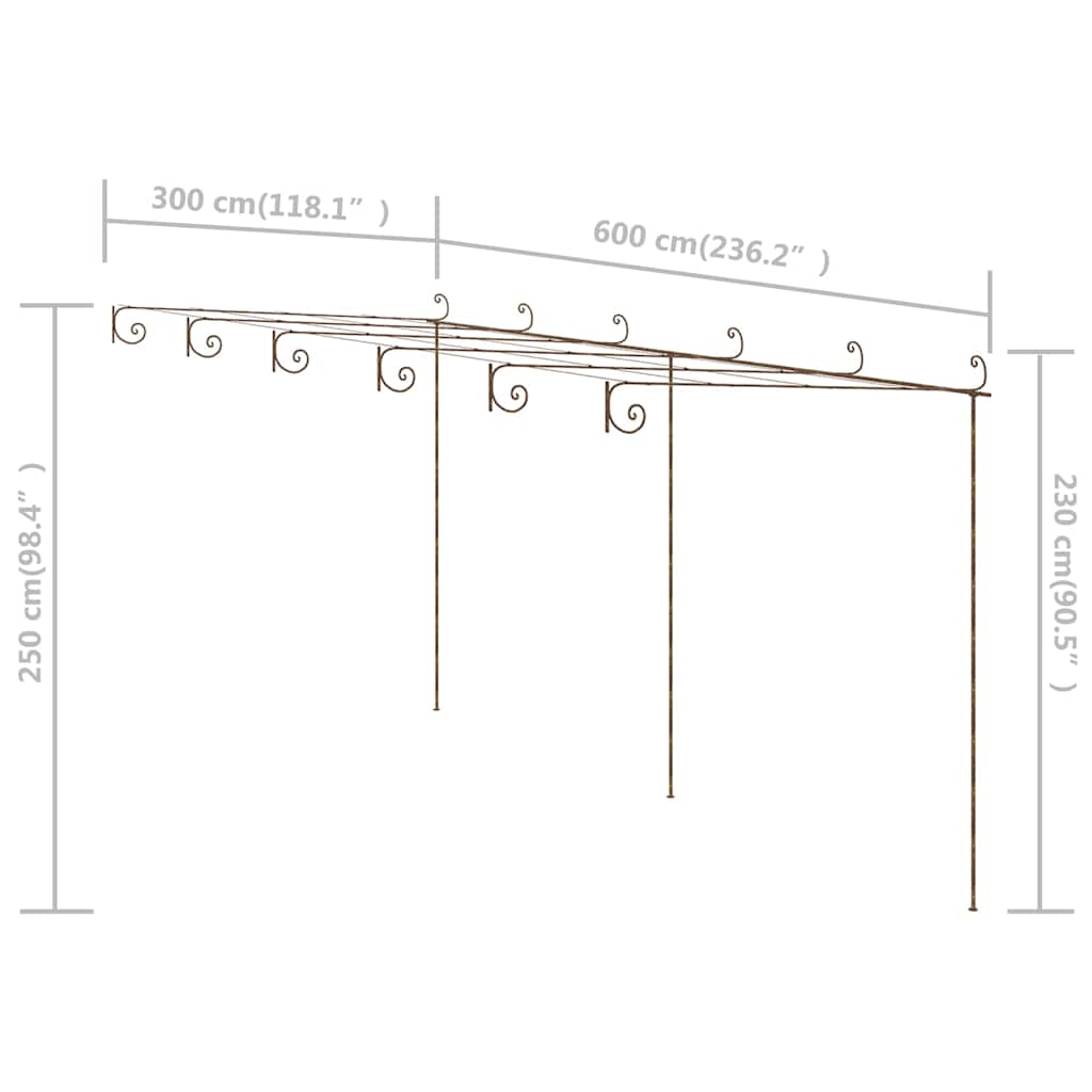 Sodo pergolė, senovinės rudos spalvos, 6x3x2,5m, geležis Sodo pergolė, senovinės rudos spalvos, 6x3x2,5m, geležis