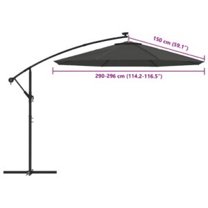 Pakaitinis audinys sodo skėčiui, antracito spalvos, 300cm