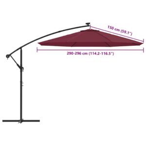 Pakaitinis audinys sodo skėčiui, vyšninės spalvos, 300cm
