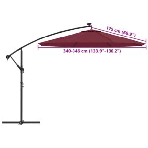 Pakaitinis audinys sodo skėčiui, vyšninės spalvos, 350cm