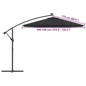 Pakaitinis audinys sodo skėčiui, juodos spalvos, 350cm