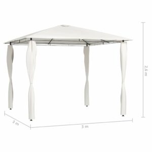 Pavėsinė su stulpų uždangalais, kreminė, 3x3x2,6m, 160g/m²