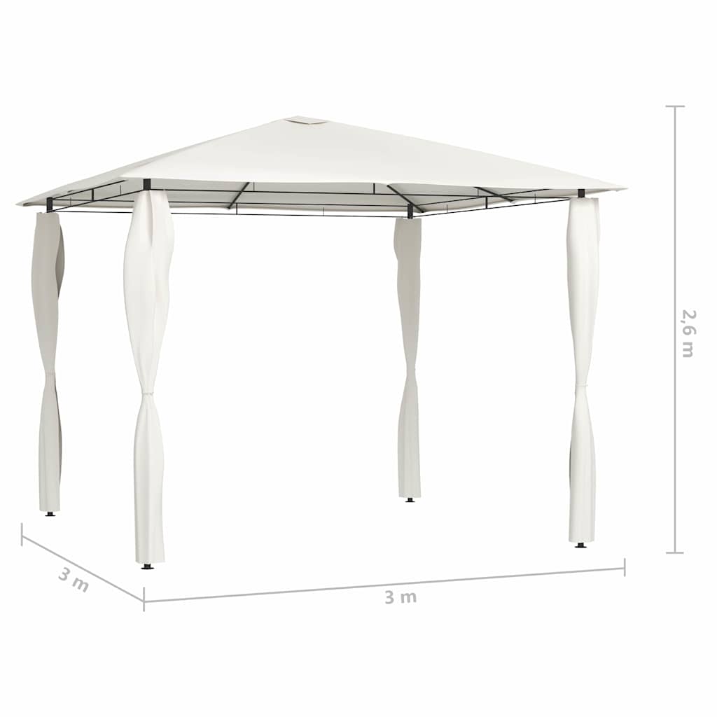 Pavėsinė su stulpų uždangalais, kreminė, 3x3x2,6m, 160g/m² Pavėsinė su stulpų uždangalais, kreminė, 3x3x2,6m, 160g/m²