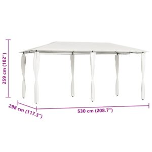 Pavėsinė su stulpų uždangalais, kreminė, 2,98x5,3x2,59m 160g/m²