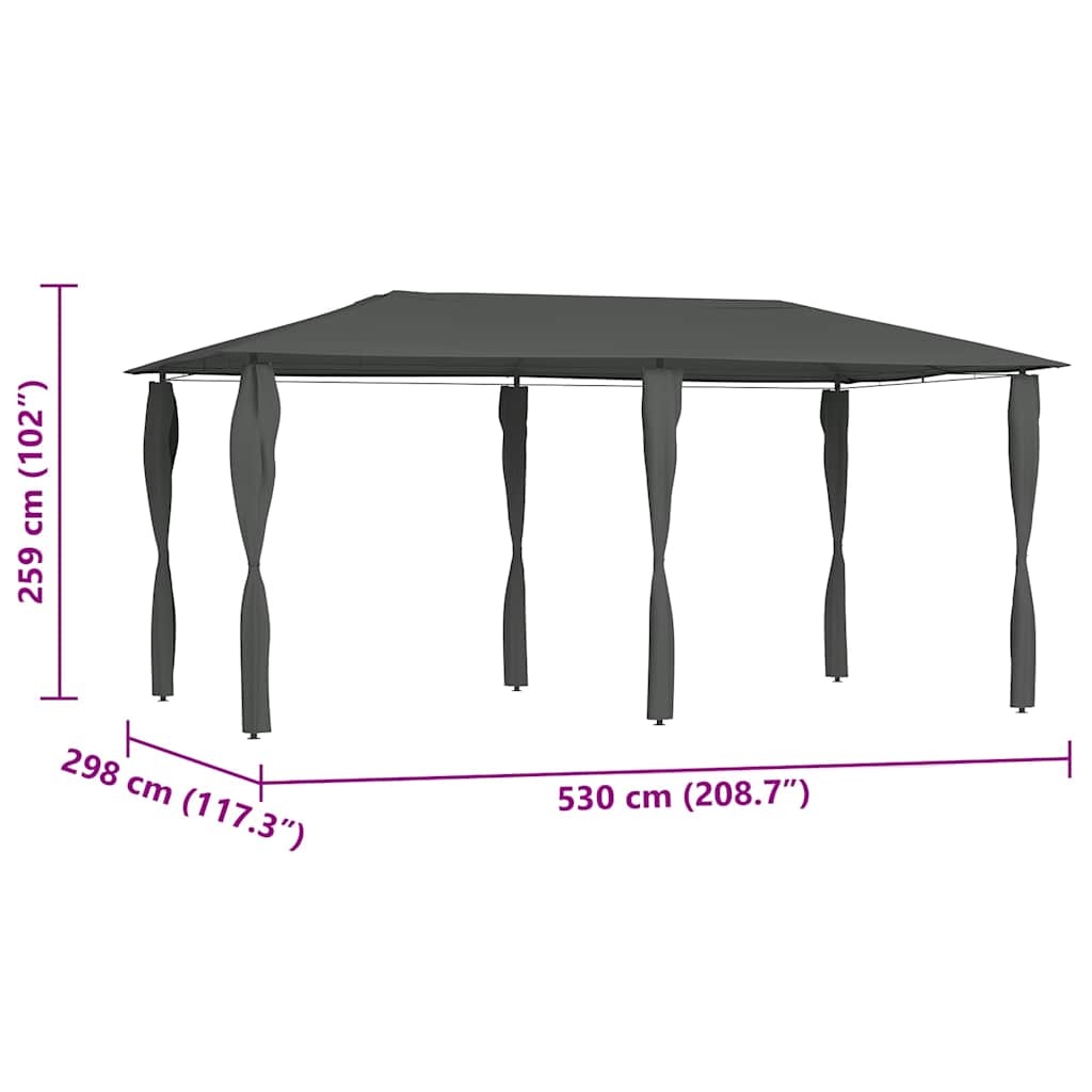 Pavėsinė su stulpų uždangalais antracito 2,98×5,3×2,59m 160g/m² Pavėsinė su stulpų uždangalais antracito 2,98x5,3x2,59m 160g/m²