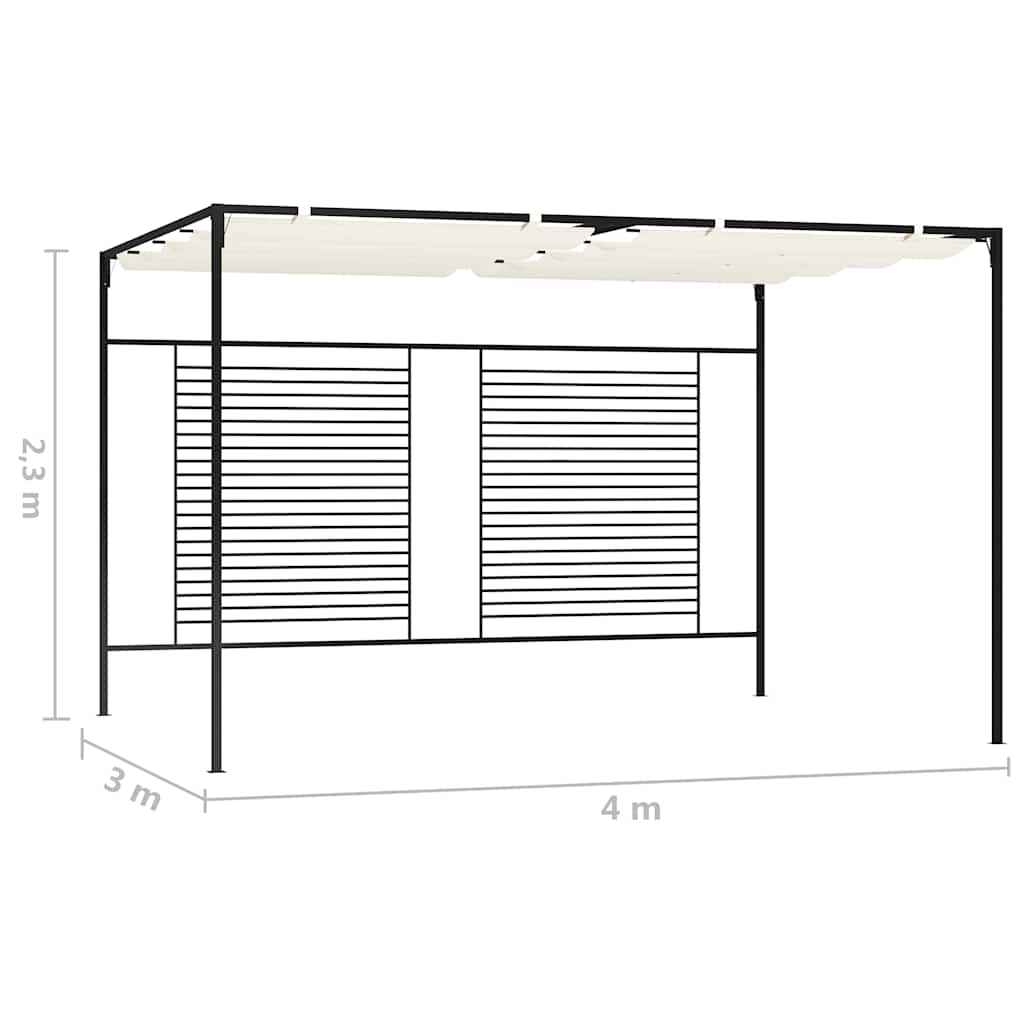 Pavėsinė su įtraukiamu stogu, kreminė, 3x4x2,3m, 180g/m² Pavėsinė su įtraukiamu stogu, kreminė, 3x4x2,3m, 180g/m²