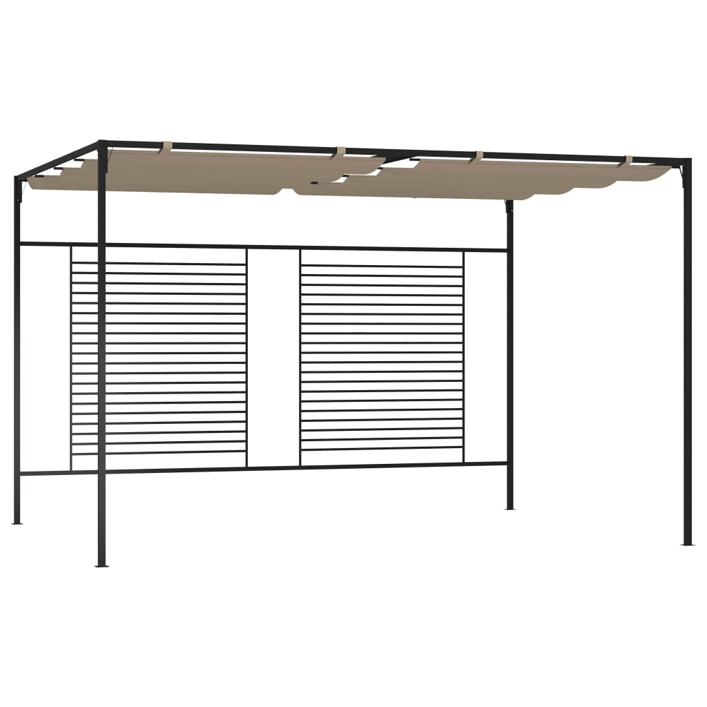 Pavėsinė su įtraukiamu stogu, taupe spalvos, 3x4x2,3m, 180g/m² Pavėsinė su įtraukiamu stogu, taupe spalvos, 3x4x2,3m, 180g/m² - Image 2