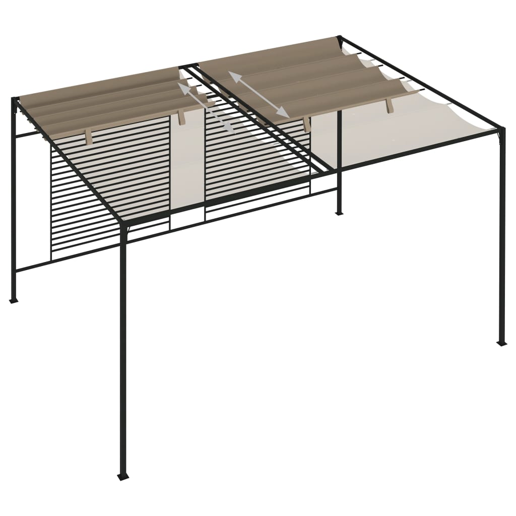 Pavėsinė su įtraukiamu stogu, taupe spalvos, 3x4x2,3m, 180g/m² Pavėsinė su įtraukiamu stogu, taupe spalvos, 3x4x2,3m, 180g/m² - Image 5