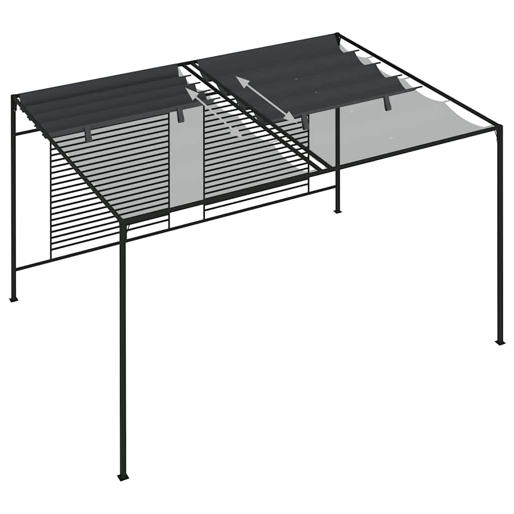 Pavėsinė su įtraukiamu stogu, antracito, 4x3x2,3m, 180g/m² Pavėsinė su įtraukiamu stogu, antracito, 4x3x2,3m, 180g/m² - Image 6
