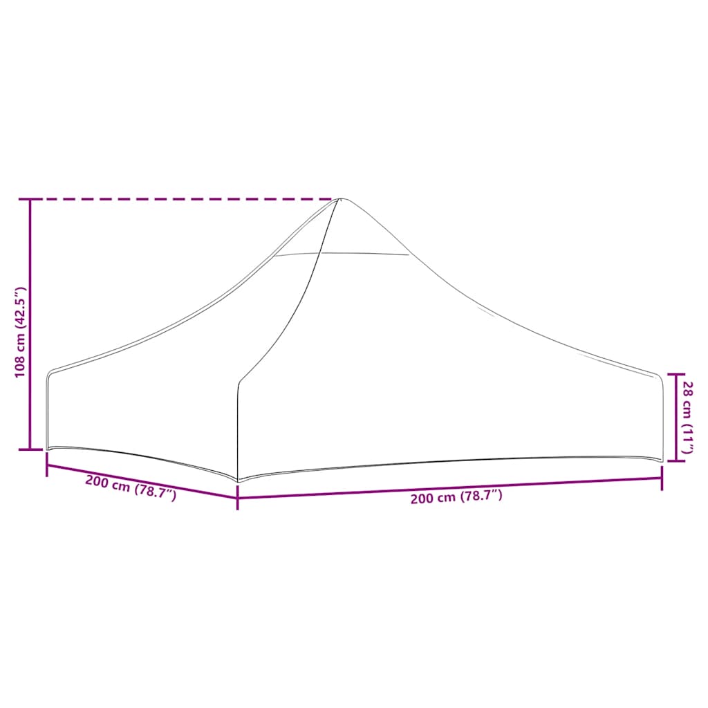 Proginės palapinės stogas, kreminės spalvos, 2x2m, 270 g/m² Proginės palapinės stogas, kreminės spalvos, 2x2m, 270 g/m²