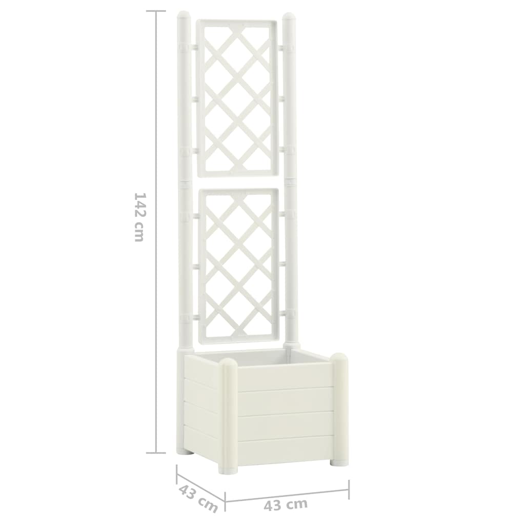 Sodo lovelis su treliažu, baltos spalvos, 43x43x142cm, PP Sodo lovelis su treliažu, baltos spalvos, 43x43x142cm, PP