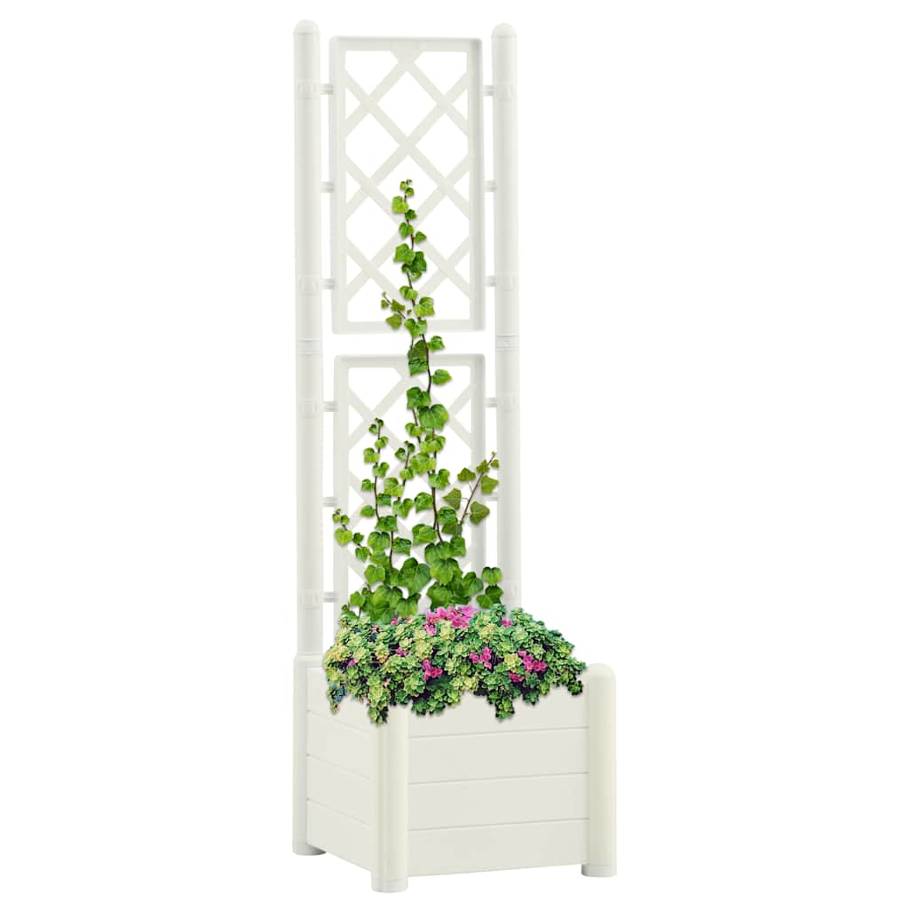 Sodo lovelis su treliažu, baltos spalvos, 43x43x142cm, PP Sodo lovelis su treliažu, baltos spalvos, 43x43x142cm, PP - Image 2