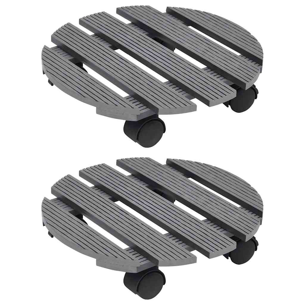 Augalų padėklai su ratukais, 2vnt., pilki, 30×7,5cm, WPC Augalų padėklai su ratukais, 2vnt., pilki, 30x7,5cm, WPC - Image 2