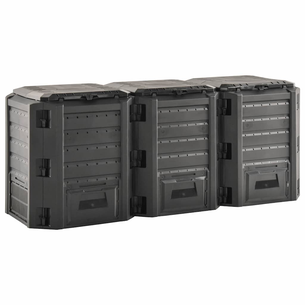 Sodo komposto dėžė, juodos spalvos, 1200l Sodo komposto dėžė, juodos spalvos, 1200l - Image 3