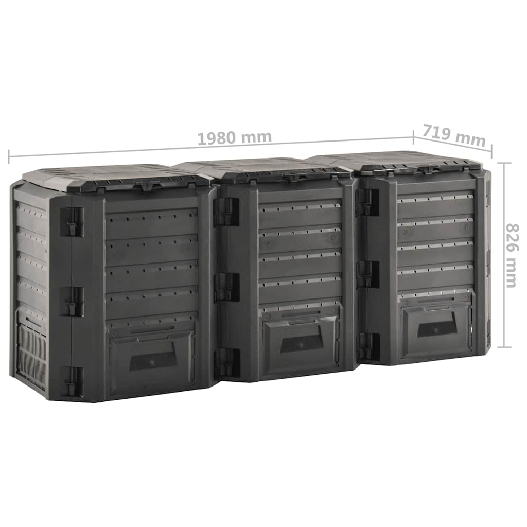 Sodo komposto dėžė, juodos spalvos, 1200l Sodo komposto dėžė, juodos spalvos, 1200l