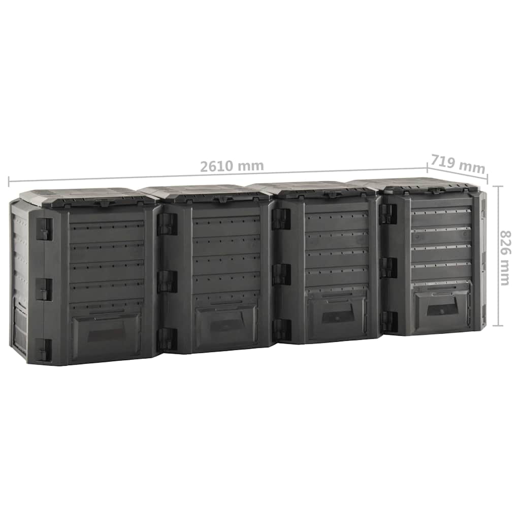 Sodo komposto dėžė, juodos spalvos, 1600l Sodo komposto dėžė, juodos spalvos, 1600l
