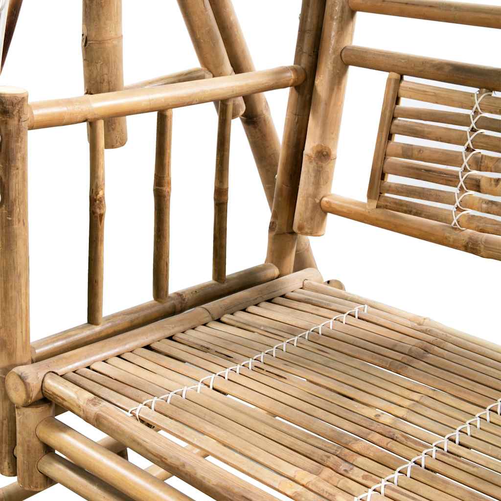 Dvivietės sūpynės su palmių lapais ir pagalve, 202cm, bambukas Dvivietės sūpynės su palmių lapais ir pagalve, 202cm, bambukas - Image 5