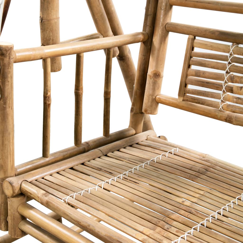 Dvivietės sūpynės su palmių lapais ir pagalve, 202cm, bambukas Dvivietės sūpynės su palmių lapais ir pagalve, 202cm, bambukas - Image 5