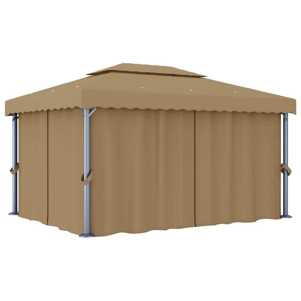 Pavėsinė su užuolaidomis, taupe spalvos, 4x3m, aliuminis Pavėsinė su užuolaidomis, taupe spalvos, 4x3m, aliuminis - Image 2