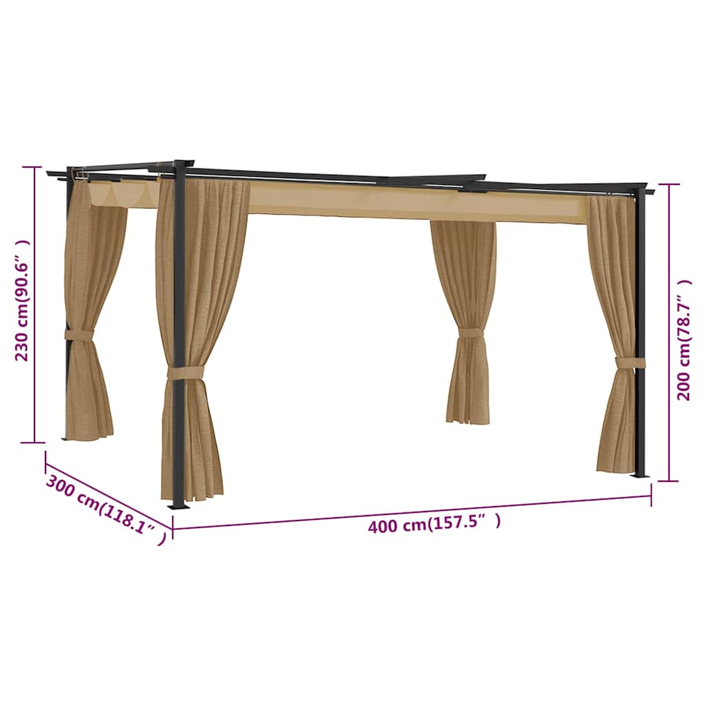 Pavėsinė, taupe spalvos, 4x3m (313898+313899) Pavėsinė, taupe spalvos, 4x3m (313898+313899)