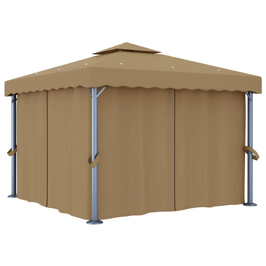 Pavėsinė su užuolaidomis, taupe spalvos, 3x3m, aliuminis Pavėsinė su užuolaidomis, taupe spalvos, 3x3m, aliuminis - Image 2