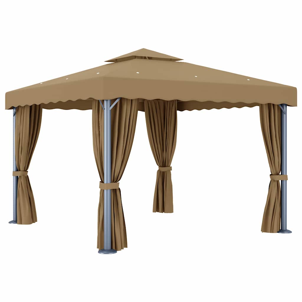 Pavėsinė su užuolaidomis, taupe spalvos, 3x3m, aliuminis Pavėsinė su užuolaidomis, taupe spalvos, 3x3m, aliuminis - Image 4