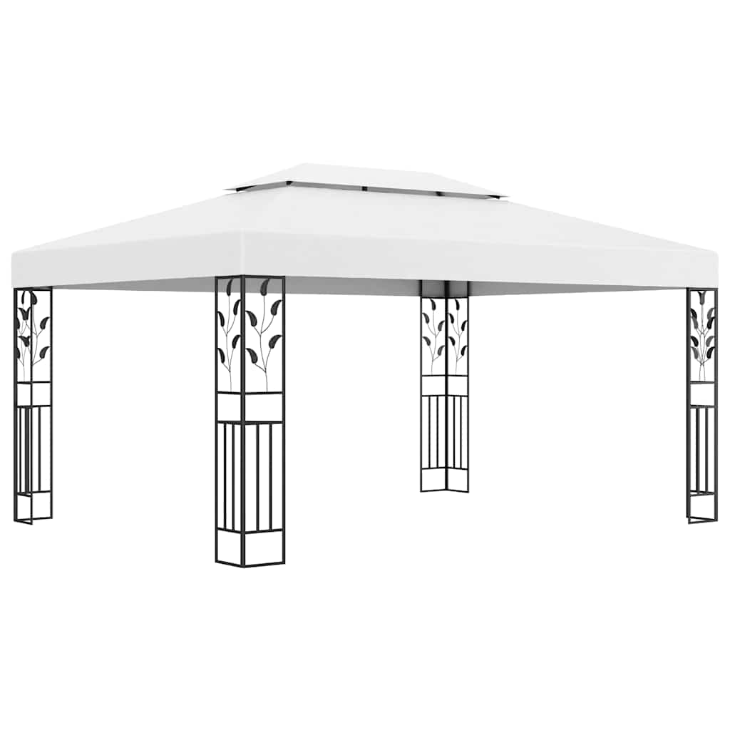 Pavėsinė su lemputėmis LED ir dvigubu stogu, baltos, 3x4m Pavėsinė su lemputėmis LED ir dvigubu stogu, baltos, 3x4m - Image 3
