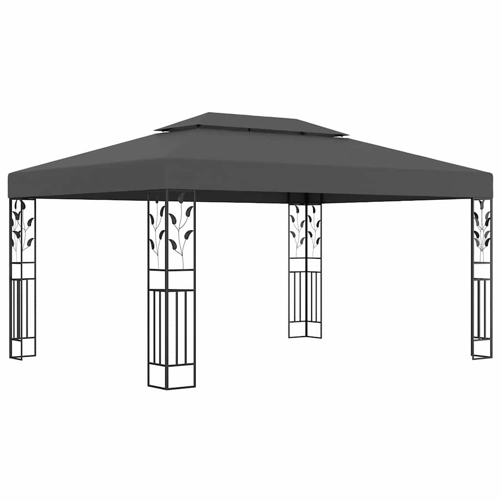 Pavėsinė su lemputėmis LED ir dvigubu stogu, antracito, 3x4m Pavėsinė su lemputėmis LED ir dvigubu stogu, antracito, 3x4m - Image 3