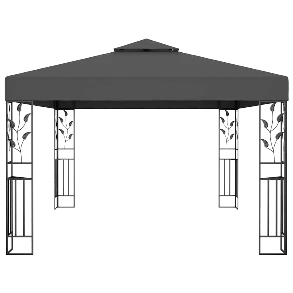 Pavėsinė su lemputėmis LED ir dvigubu stogu, antracito, 3x4m Pavėsinė su lemputėmis LED ir dvigubu stogu, antracito, 3x4m - Image 5