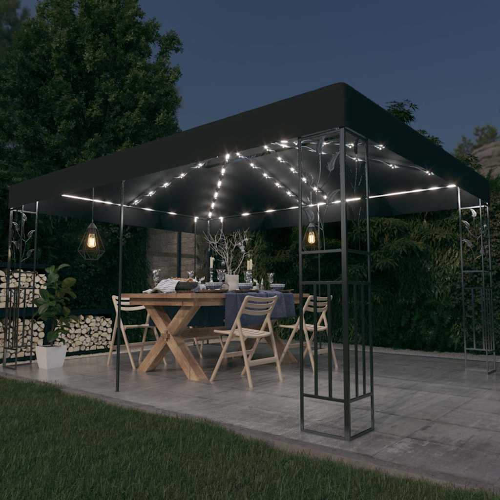 Pavėsinė su lemputėmis LED ir dvigubu stogu, antracito, 3x4m Pavėsinė su lemputėmis LED ir dvigubu stogu, antracito, 3x4m - Image 2