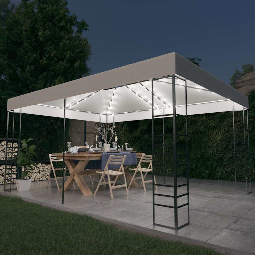 Pavėsinė su lemputėmis LED, baltos spalvos, 4x3x2,7m Pavėsinė su lemputėmis LED, baltos spalvos, 4x3x2,7m - Image 2