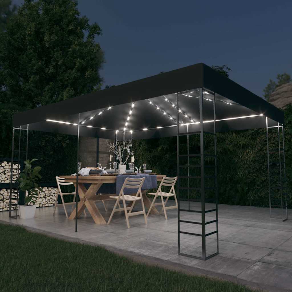 Pavėsinė su lemputėmis LED, antracito, 3x4m Pavėsinė su lemputėmis LED, antracito, 3x4m - Image 2