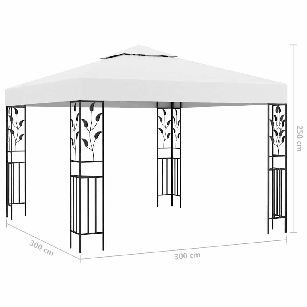 Pavėsinė su lempučių girliandomis LED, balta, 3x3m, 180g/m² Pavėsinė su lempučių girliandomis LED, balta, 3x3m, 180g/m²