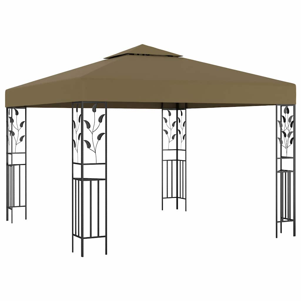 Pavėsinė su lempučių girliandomis LED, taupe, 3x3m, 180g/m² Pavėsinė su lempučių girliandomis LED, taupe, 3x3m, 180g/m² - Image 3