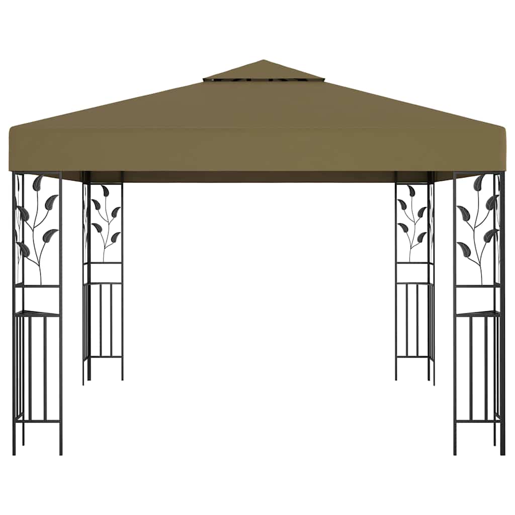 Pavėsinė su lempučių girliandomis LED, taupe, 3x3m, 180g/m² Pavėsinė su lempučių girliandomis LED, taupe, 3x3m, 180g/m² - Image 4
