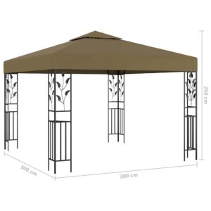 Pavėsinė su lempučių girliandomis LED, taupe, 3x3m, 180g/m²