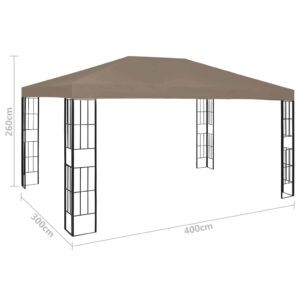 Pavėsinė su lempučių girliandomis LED, taupe, 4x3m