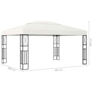 Pavėsinė su lemputėmis LED, kreminė, 3x4m