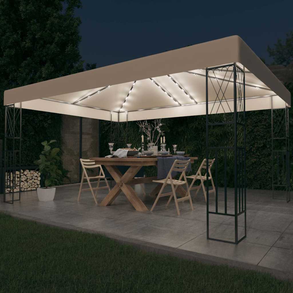Pavėsinė su lemputėmis LED, kreminė, 3x4m Pavėsinė su lemputėmis LED, kreminė, 3x4m - Image 2