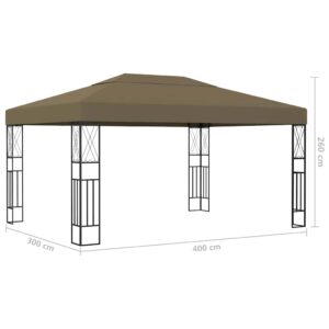 Pavėsinė su lempučių girliandomis LED, taupe, 3x4m