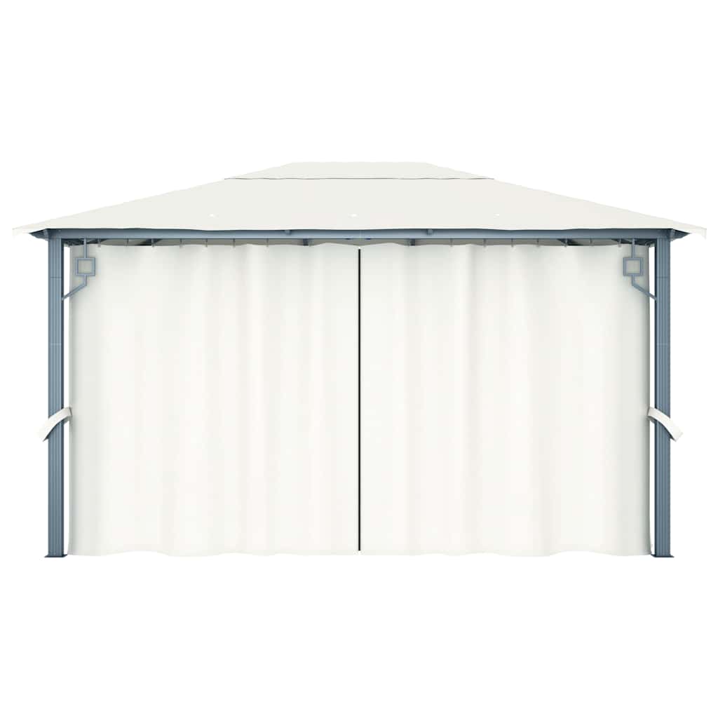 Pavėsinė su užuolaidomis ir lemputėmis LED, kreminė, 400x300cm Pavėsinė su užuolaidomis ir lemputėmis LED, kreminė, 400x300cm - Image 8